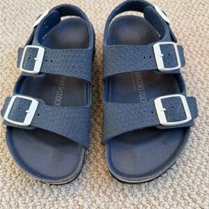 Birkenstock Kids  Milano Sandals with White Buckles